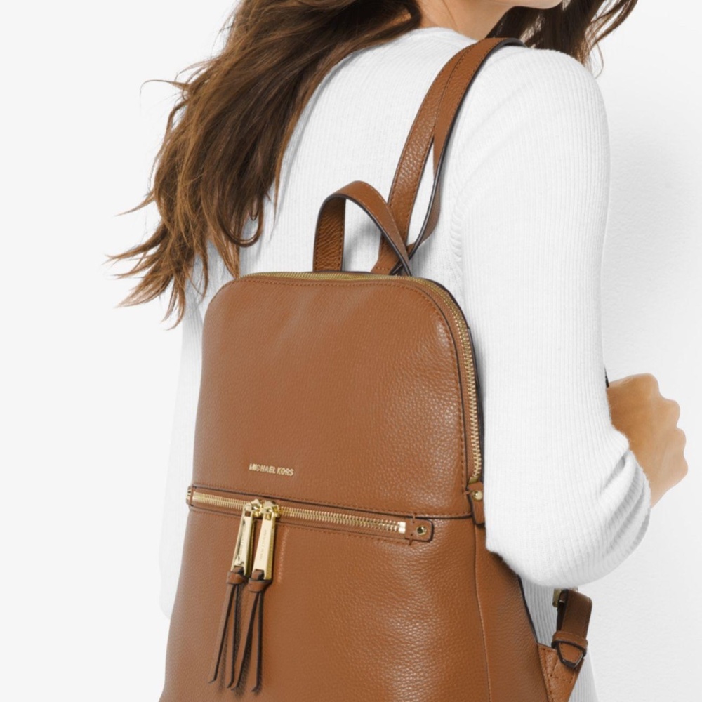 Michael Kors Rhea Zip Medium Slim Backpack - Optic White - Picture 4 of 5